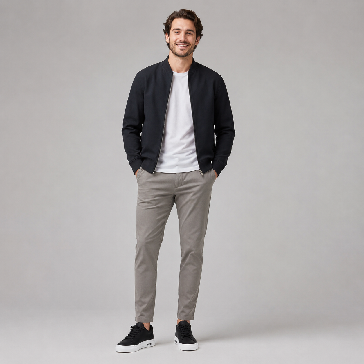 Men's Black Smart Casual Sneakers Noir Crestel